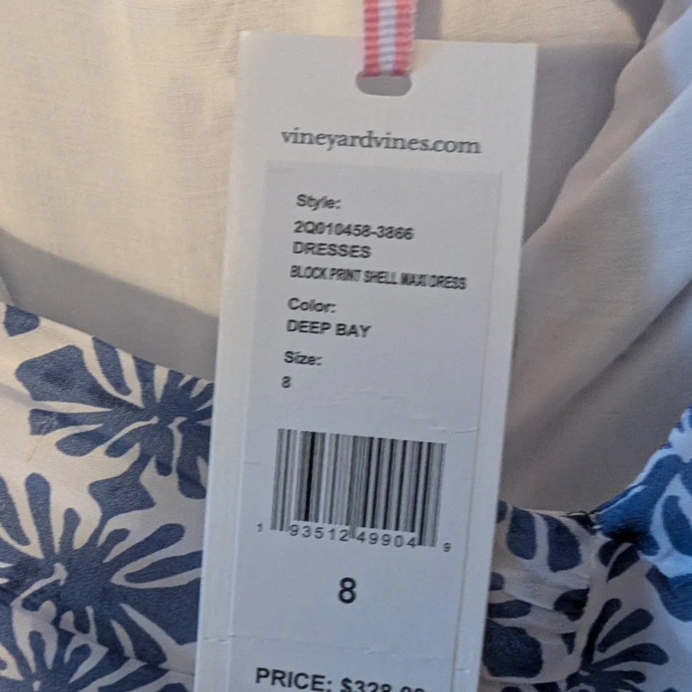 Vineyard Vines Henrietta Blue and Pink Patterned Dress, 8 - Picture 7 of 8